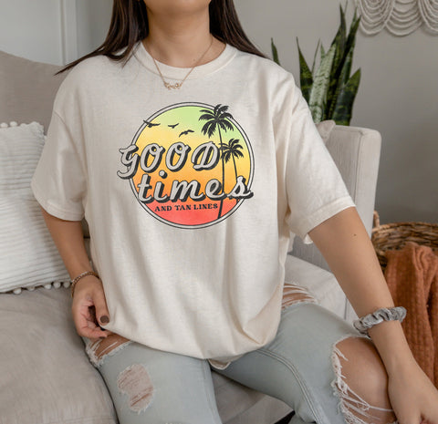 Good Times Retro Beach Tee | Beach Vacation Shirt | Gift For Her | Gift For Him | Graphic Tee | Unisex