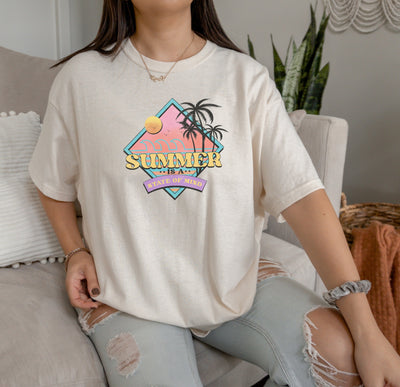 Summer Is A State Of Mind Beach Tee | Retro Beach Shirt | Beach Vacation Shirt | Gift For Her | Gift For Him | Graphic Tee | Unisex
