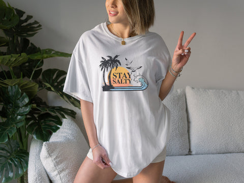 Stay Salty Retro Beach Tee | Beach Vacation Shirt | Gift For Her | Gift For Him | Graphic Tee | Unisex