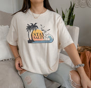 Stay Salty Retro Beach Tee | Beach Vacation Shirt | Gift For Her | Gift For Him | Graphic Tee | Unisex