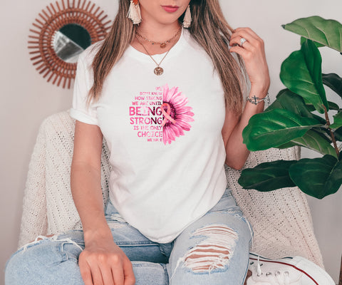 Sunflower Pink Ribbon Breast Cancer Graphic Tee | Cancer Survivor Shirt | Breast Cancer Awareness Gift | Cancer Support Gift