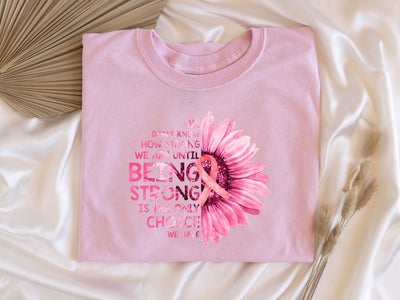 Sunflower Pink Ribbon Breast Cancer Graphic Tee | Cancer Survivor Shirt | Breast Cancer Awareness Gift | Cancer Support Gift