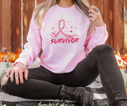Pink Butterfly Ribbon Breast Cancer Graphic Sweatshirt | Cancer Survivor Shirt | Breast Cancer Awareness Gift | Cancer Support Gifts