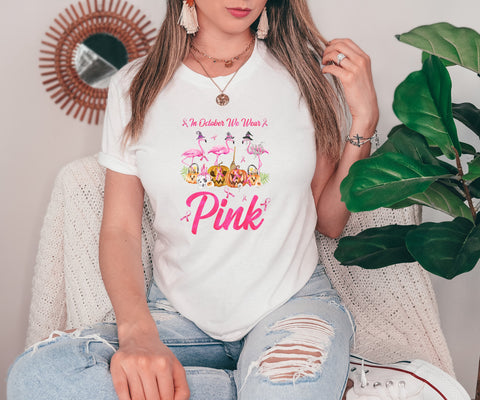 Halloween Breast Cancer Awareness Graphic Tee | Breast Cancer Awareness Gift | Pink Ribbon Shirts | Cancer Support Gifts